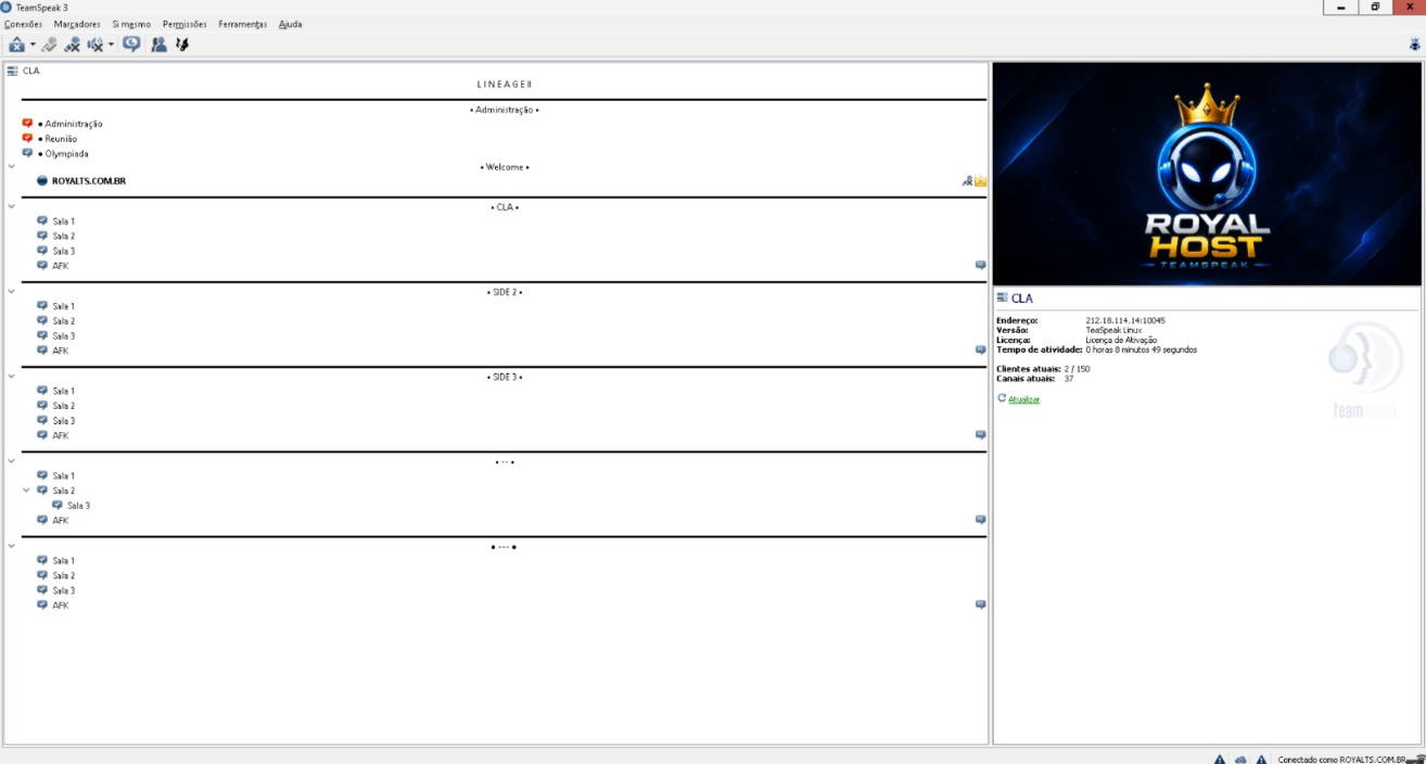 Aluguel de Servidor de TeamSpeak 3.
